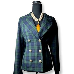 VINTAGE LESLIE BELLE PLAID DOUBLE BREASTED BLAZER!